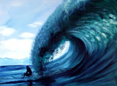 Pintura titulada "Pays Basque Surf à…" por Jean Parraud, Obra de arte original, Oleo