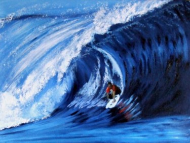 Painting titled "Surf à Moorea" by Jean Parraud, Original Artwork