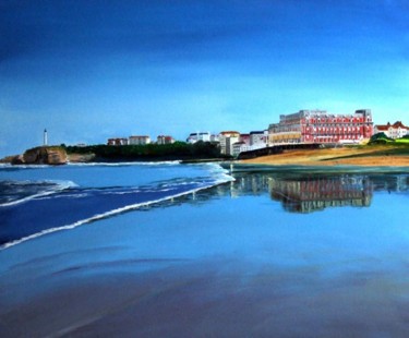 Painting titled "Biarritz- la  plage…" by Jean Parraud, Original Artwork, Oil