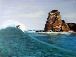 Painting titled "Surf au deux jumeaux" by Jean Parraud, Original Artwork