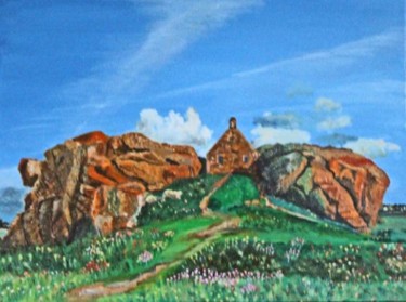 Painting titled "Village de Menez Ha…" by Jean Parraud, Original Artwork