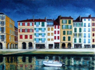 Painting titled "Les quais de Bayonne" by Jean Parraud, Original Artwork