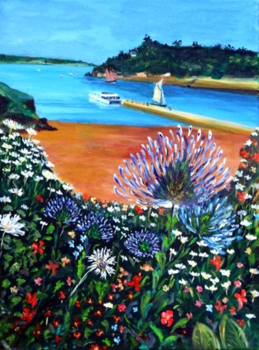 Painting titled "Ile de Brehat- Port…" by Jean Parraud, Original Artwork