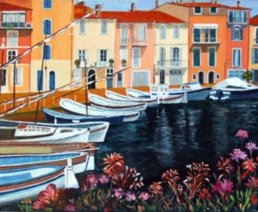 Pintura titulada "Port de Martigues" por Jean Parraud, Obra de arte original