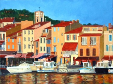 Painting titled "Port de Cassis" by Jean Parraud, Original Artwork, Oil