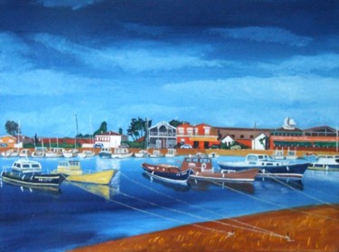 Painting titled "Bassin d'arcachon" by Jean Parraud, Original Artwork, Oil