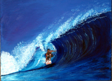 Pittura intitolato "Ha wai-Surf à Waimea" da Jean Parraud, Opera d'arte originale