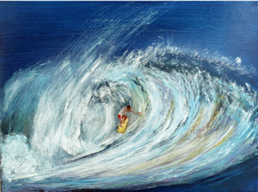Malerei mit dem Titel "Surf au spot de la…" von Jean Parraud, Original-Kunstwerk, Öl