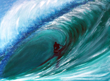 Pintura titulada "Surf  au spot de Pi…" por Jean Parraud, Obra de arte original, Oleo