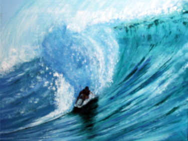 Pittura intitolato "Surf au spot des ca…" da Jean Parraud, Opera d'arte originale, Olio