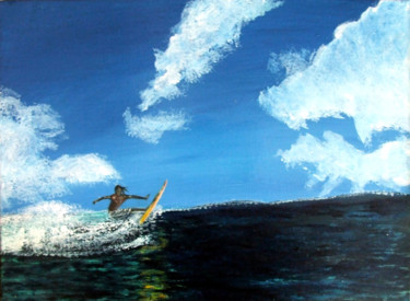 Peinture intitulée "Surf au spot de Sum…" par Jean Parraud, Œuvre d'art originale, Huile