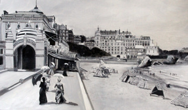 Pintura intitulada "plage-de-biarritz-e…" por Jean Parraud, Obras de arte originais, Óleo