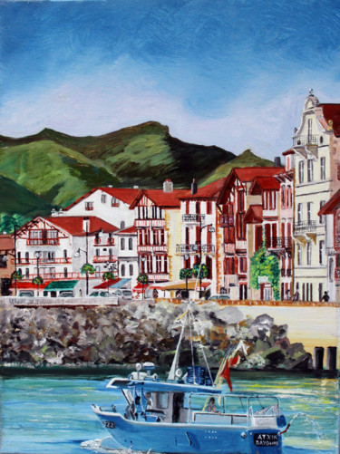 Pintura intitulada "Pays Basque- Ciboure" por Jean Parraud, Obras de arte originais, Óleo