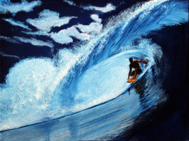 Malarstwo zatytułowany „Pays Basque- Surf a…” autorstwa Jean Parraud, Oryginalna praca, Olej