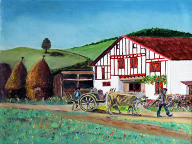 Painting titled "Pays Basque -Terre…" by Jean Parraud, Original Artwork, Oil