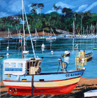 Painting titled "Bretagne - Port de…" by Jean Parraud, Original Artwork, Oil