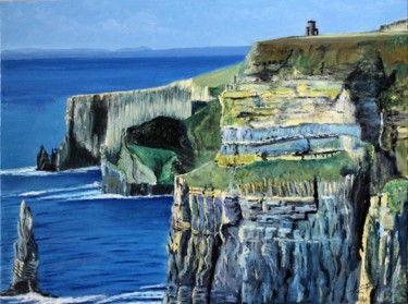 Malarstwo zatytułowany „Irlande , Falaises…” autorstwa Jean Parraud, Oryginalna praca, Olej