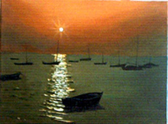Peinture intitulée "Soleil couchant à C…" par Jean Parraud, Œuvre d'art originale