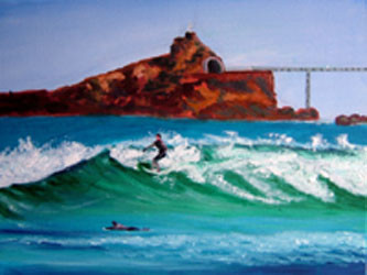 Ζωγραφική με τίτλο "Biarritz-Surf" από Jean Parraud, Αυθεντικά έργα τέχνης