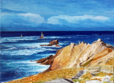 Painting titled "pointe du raz" by Jean Parraud, Original Artwork, Oil