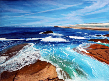 Pintura titulada "Quiberon-cote-sauva…" por Jean Parraud, Obra de arte original, Oleo