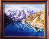 Painting titled "Lac  des Pyrénées" by Jean Parraud, Original Artwork, Oil