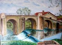 Peinture intitulée "Pont de villenave d…" par Jean Parraud, Œuvre d'art originale, Huile