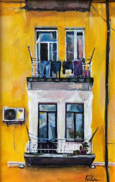 Painting titled "White balcony" by Svetlana Partala, Original Artwork, Acrylic