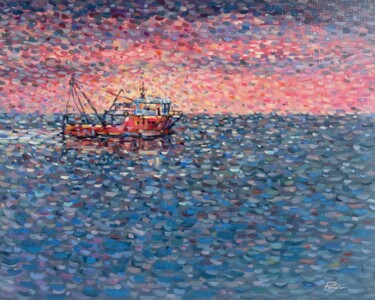 Schilderij getiteld "Pink horizon" door Svetlana Partala, Origineel Kunstwerk, Acryl Gemonteerd op Frame voor houten brancard