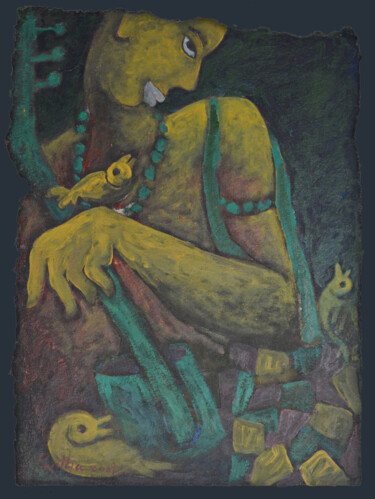Ζωγραφική με τίτλο "Boul_04" από Partha Mondal, Αυθεντικά έργα τέχνης, Ακρυλικό