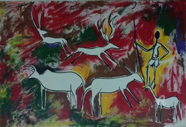 Painting titled "TRIBAL" by Partha Sutradhar, Original Artwork, Acrylic