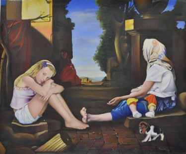 Pittura intitolato "Mendicanti" da Claudio Apparuti, Opera d'arte originale, Olio
