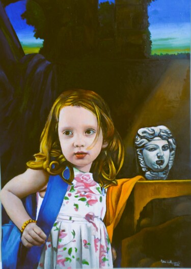 Pittura intitolato "La scolaretta" da Claudio Apparuti, Opera d'arte originale, Olio