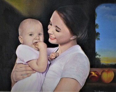 Pittura intitolato "Maternità" da Claudio Apparuti, Opera d'arte originale, Olio