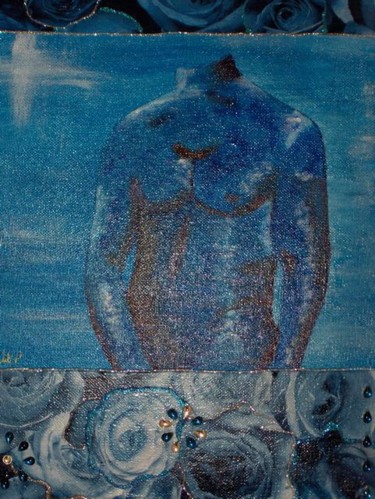 Peinture intitulée "nu bleu" par Pascaline Lambrecht, Œuvre d'art originale