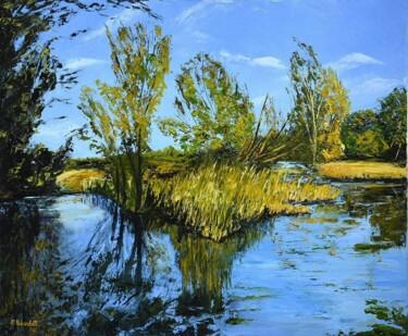 Pintura intitulada "Au bord de l'étang" por Pascal Baudot, Obras de arte originais, Óleo