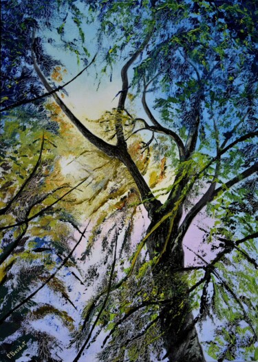 Painting titled "En forêt" by Pascal Baudot, Original Artwork, Oil