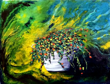 Pintura intitulada "Capucines en bassine" por Pascal Baudot, Obras de arte originais, Óleo