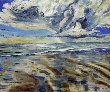 Peinture intitulée "Oléron, marée basse" par Pascal Baudot, Œuvre d'art originale, Huile