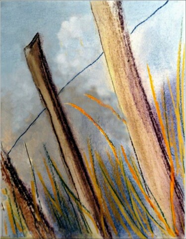 Peinture intitulée "trois piquets" par Pascal Baudot, Œuvre d'art originale, Autre
