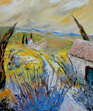 Painting titled "Balade en Provence" by Pascal Baudot, Original Artwork, Oil