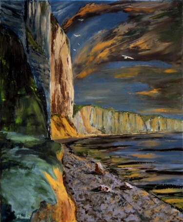 Painting titled "Falaises" by Pascal Baudot, Original Artwork, Oil