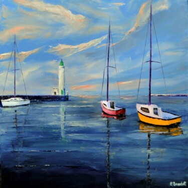 Pintura intitulada "Au port" por Pascal Baudot, Obras de arte originais, Óleo