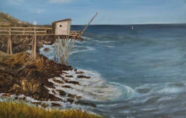 Painting titled "Pêcherie à Pornic" by Pascal Bourgouin, Original Artwork, Oil