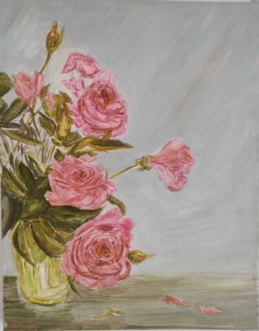Pittura intitolato "roses" da Pascal Bourgouin, Opera d'arte originale, Olio