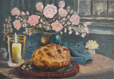 Peinture intitulée "gâteau de Pâques" par Pascal Bourgouin, Œuvre d'art originale, Huile