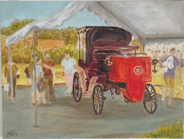 Peinture intitulée "parade voitures anc…" par Pascal Bourgouin, Œuvre d'art originale, Huile