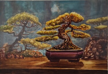 Painting titled "Rêverie" by Pascal Bourgouin, Original Artwork, Oil Mounted on Wood Stretcher frame