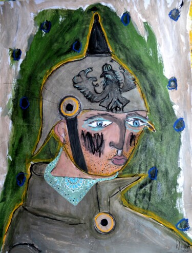 Malerei mit dem Titel "SOLDAT" von Pascal Briba, Original-Kunstwerk, Acryl