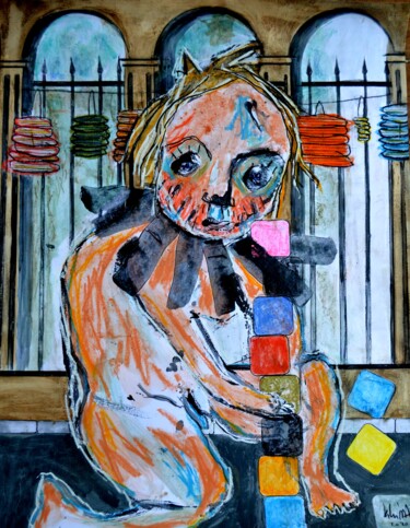 Peinture intitulée "ENFANT 2" par Pascal Briba, Œuvre d'art originale, Acrylique